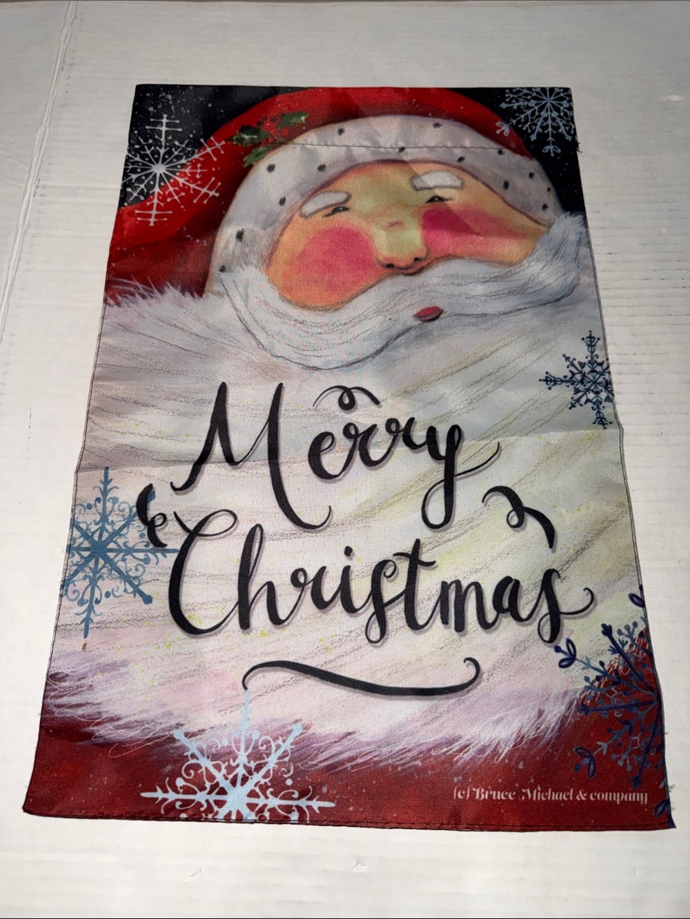 Holiday Merry Christmas Santa Decorative Lawn Flag - Red, White
